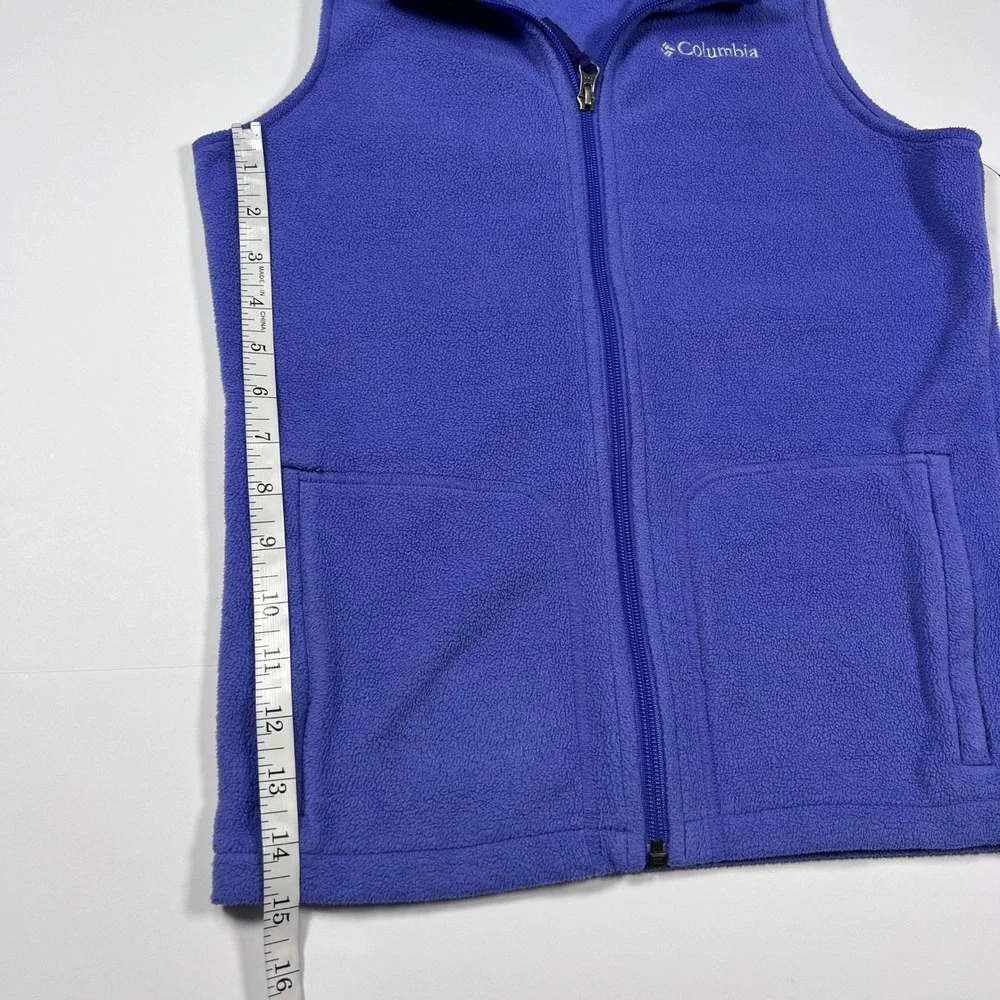 Columbia Fleece Vest Youth Medium 10/12 Purple Full Zip Kids Outdoor Sportswear